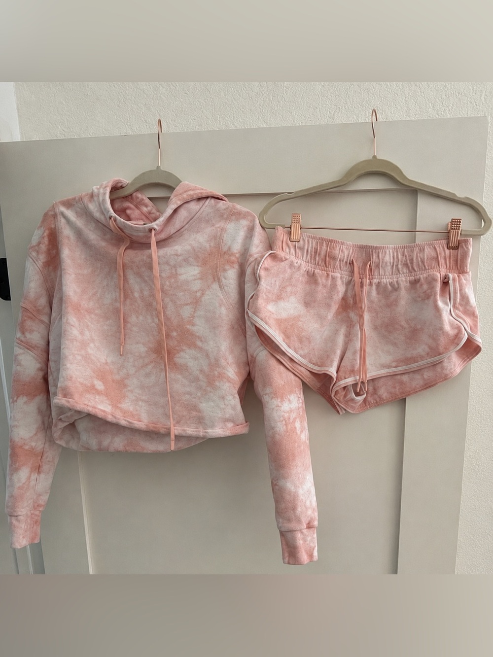 Lorna Jane cropped terry sweatshirt and shorts